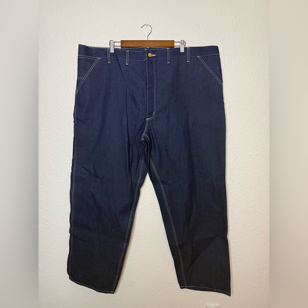 CARHARTT NWOT B03 Dark Wash Denim Work Dungaree Carpenter Pants Men’s Size 48x32